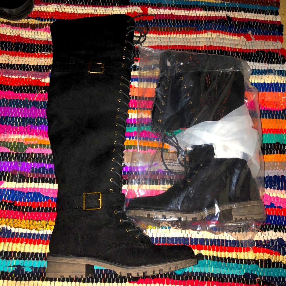 Knee high lace up boots